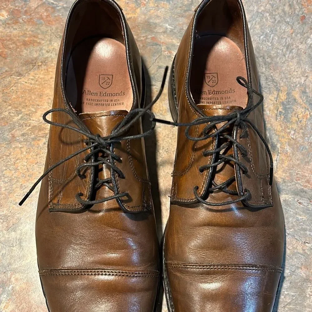 Allen Edmonds Lexington Brown Leather Captoe Derby Loafers Sz 9